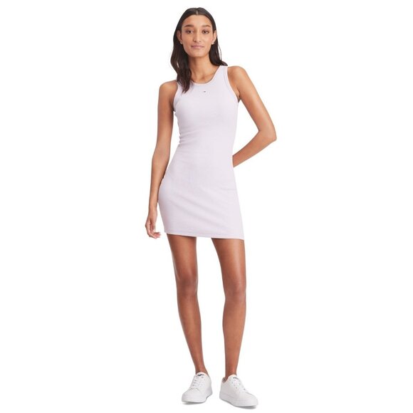 Tommy Jeans Women's Essential Ribbed Bodycon Tank Dress L Purple Size M MSRP $70 - Picture 1 of 1
